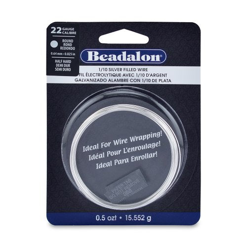 Beadalon 22-Guage Half Hard Silver Filled CDA220 1/10 Jewelry Wire, Round, 0.5 Troy Ounce
