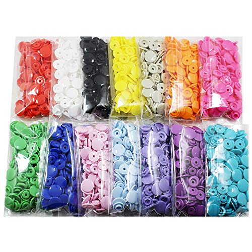 420 Sets 14 Color KAM Snaps Buttons, BetterJonny Size 20 T5 Plastic Fasteners Punch Poppers Closures No Sew Buttons for Cloth Diaper Bibs