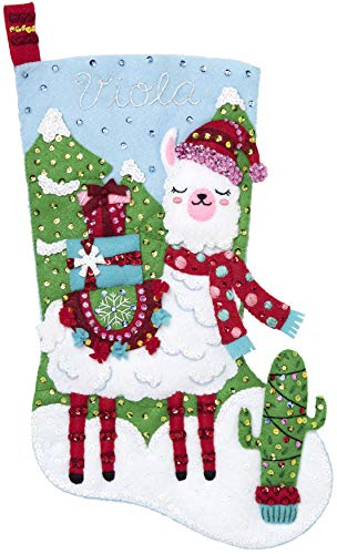 Bucilla Felt Applique Stocking Kit, 18", Christmas Llama