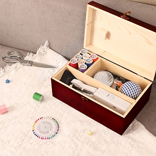 Handheld Sewing Machine, Hand Sewing Machine Portable, Mini Sewing Machine for Beginners, Sewing Kit for Adults and Kids, Wooden Sewing Box with 153 Pcs Sewing Supplies