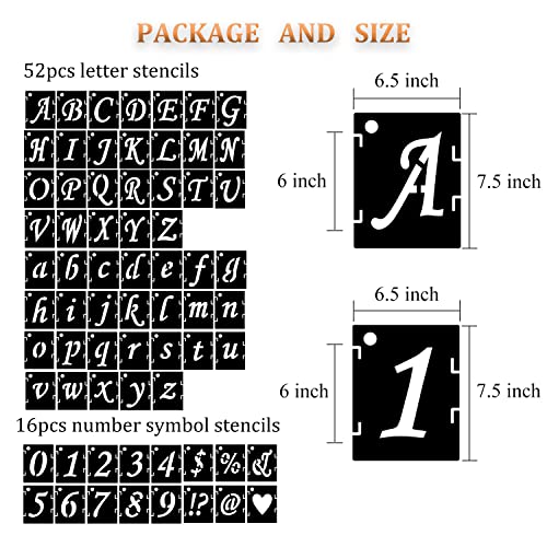 Eage Alphabet Letter Stencils 6 inch, 68 Pcs Reusable Plastic Letter Number Symbol Stencil, Interlocking Template Kit for Painting on Wood, Wall, Fabric, Rock, Chalkboard, Signage