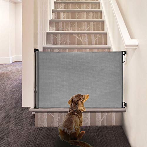 EasyBaby Retractable Baby Gate, 33" Tall, Extends up to 55'' Wide, Grey / Child Safety Baby Gates, Pet Retractable Gates for Stairs, Doorways, Hallways, Indoor and Outdoor