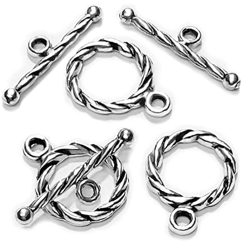 Silver Clasp Toggle Swirl Clasps Toggle Findings for Necklace Making kit 100 Set