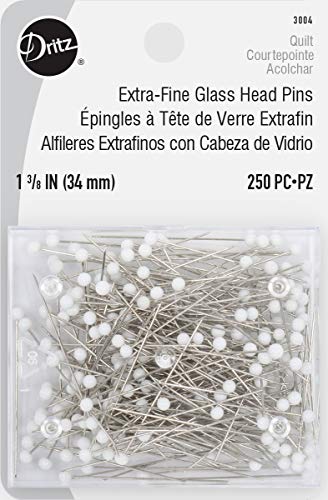 Dritz Extra-Fine Glass Head Pins, 1-3/8-Inch (250-Count)