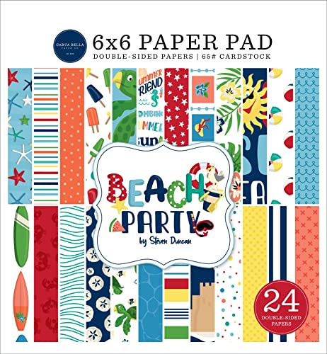 Echo Park Paper Beach Party Paper Pad, White, 6-x-6-Inch