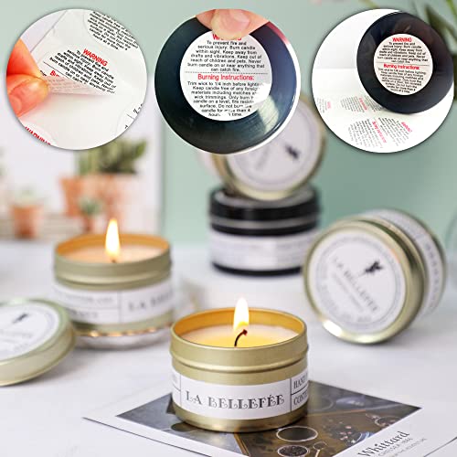 Candle Warning Labels 1.5 inch Candle Jar Container Stickers Candle Making Stickers Warning 500 Pcs Per Roll Waterproof Candle Safety Labels Sticker Decal for Soy Wax Candle Jars,Tins and Votives