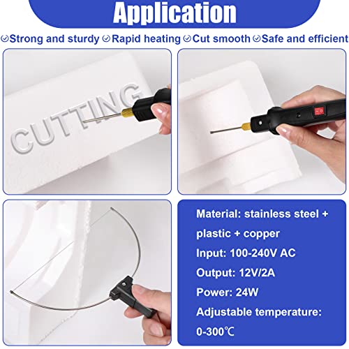 Hot Wire Foam Cutter Kit with Temperature Controller, 100-240v /24W Electric Cutting Machine Foam Cutter Electric Styrofoam Cutting Tool with Marker for Art Craft EVA Foam Carving (Black)