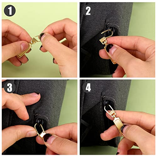 TOYMIS 6pcs Zipper Pull Replacement, Zipper Pulls Detachable Metal Zipper Pull Repair Kit for Clothes Jacket Pants Jeans Luggage Suitcase Purse Handbag (Gold)