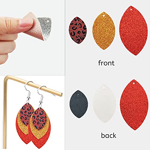 AOUXSEEM 321 Pcs Faux Leather Earrings Making Kit Full Set for Beginners, Contains 96 Pre Cut Evil Eye Earring Pieces with Hooks Jump Rings Opener Earring Display Cards and Self-Adhesive Bags