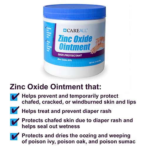 CareALL 15 oz Zinc Oxide 20% Skin Protectant Barrier Ointment Provides Relief and Treatment of Diaper Rash and Chafing. Helps Seal Out Wetness.