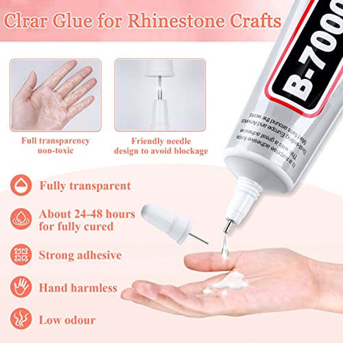 B-7000 Clear Rhinestone Glue and Flat Back Pearls for Craft, Shynek 4Pcs 25ML Crystal Jewelry Glue with 10000PCS AB White Pearl Rhinestones for Tumblers, Nails, Fabric, Crafts