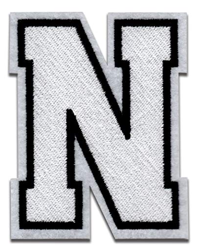 Iron on Letters Patches - White Letter Patch for Clothing - Embroidered Iron On Patches for Clothes Jeans Jackets Hats - Sew on Appliques 3.26 x 2.16"