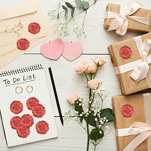 CRASPIRE 50pcs Red Wax Seal Stickers Magnolia Self Adhesive Wax Seal Stamp Stickers Flower Envelope Wax Stickers for Wedding Invitation Scrapbook DIY Craft Adhesive Waxing Party Gift Wrapping