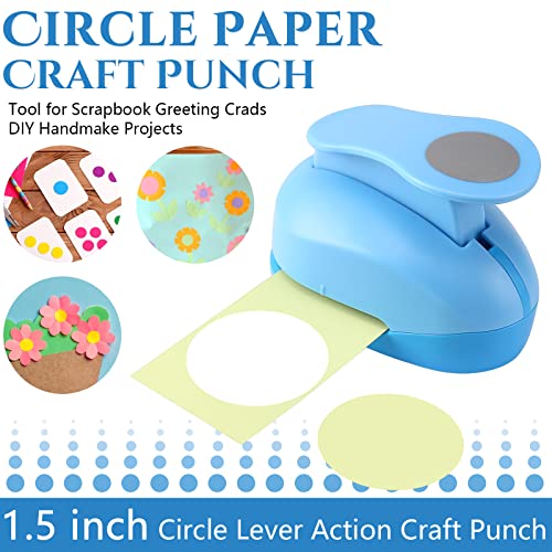 LOONENG 1.5 Inch Circle Punch, Circle Shape Lever Action Craft Punch, 38mm Round Shape Circle Hole Punch for Paper Crafts, Cardstock, Gift Wrapping, Greeting Cards and Scrapbooks
