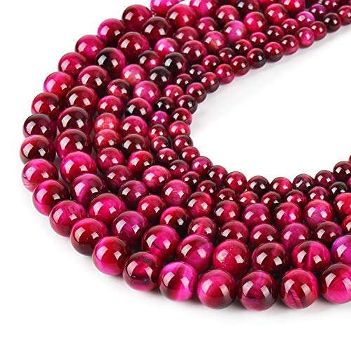 Natural Hot Pink Tiger Eye Beads, Grade AAA Gemstone Round Loose Beads 6MM 60PCs Bulk Lot Options, Semi Precious Stone Beads for Jewelry Making