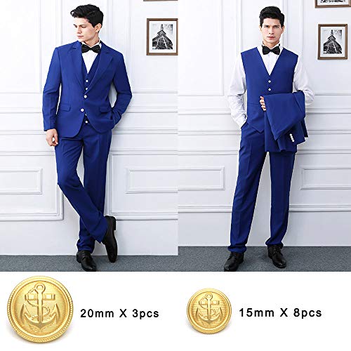 11 Pcs Gold Metal Blazer& Suit Buttons Set -Premium Sewing Buttons for Coat Jacket