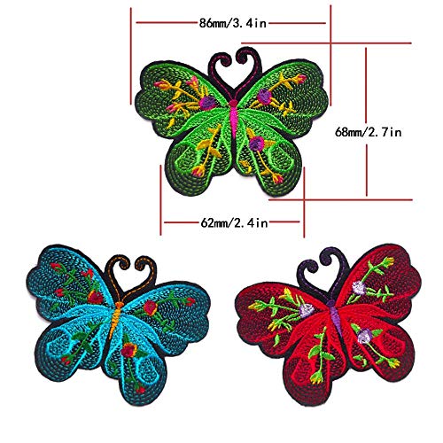 Qingxii Decorr Assorted Colorful Butterfly Patches Sewing on/Iron on Embroidered Patches Girl Patches Clothes Dress Hat Pants Shoes Curtain Sewing DIY Craft Embarrassment Applique Patches (68X86mm)