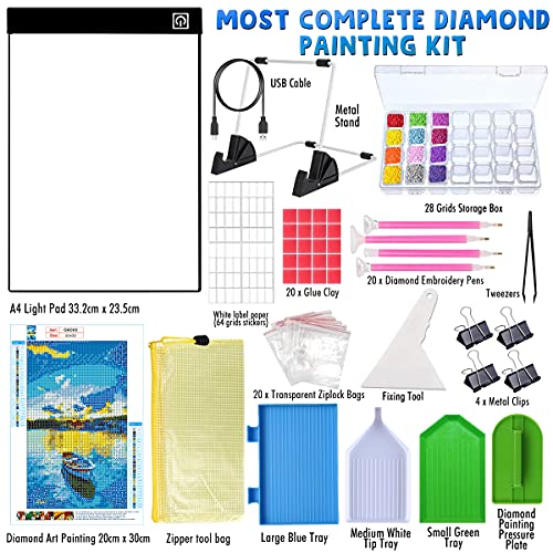 Innofans Diamond Painting Kits for Adults - 5D Diamond Painting Tools Kit LED Light Pad with Dotz Accessories Supplies Art Kits Painting Pen Dots All in 1 Craft Gift Dimond Paintings acceriores kit
