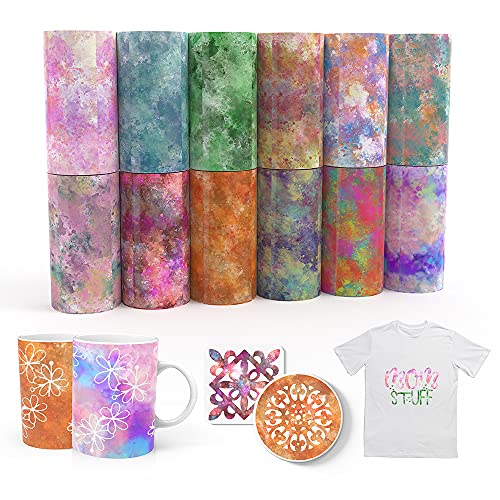 SPECUT XINPOCUT infusible Transfer Ink Sheets 12pcsSet, 4.5x12 - Watercolor Transfer Paper for Cricut Joy Mug Press, Transfer Ink Sheets for DIY T-Shirts Mug Tote Bags Works for Joy