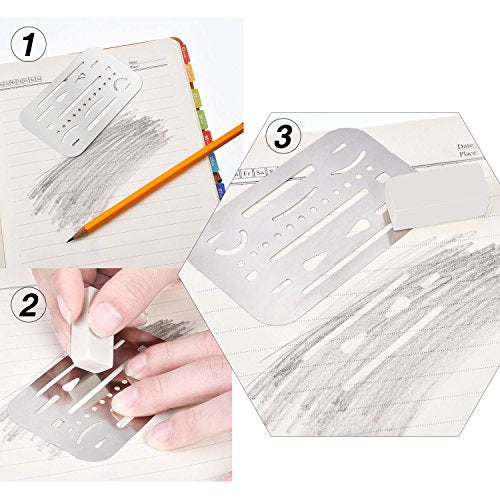 3 Pieces Eraser Erasing Shield Template Metal Stainless Steel Drawing Shield Drafting Tool