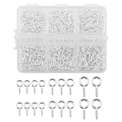 TOYMIS 400pcs Mini Screw Eye Pins, Mini Metal Eye Pins Small Eye Pin Pendants for DIY Art&Crafts, Jewelry Making Findings, Charm Bead Supplies (Silver, 3 Different Sizes)