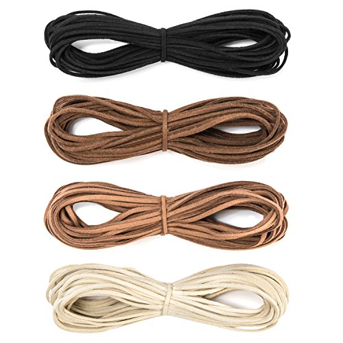 Peachy Keen Crafts Faux Leather Cord Thread - 4 Colors - 10 Yards of Each Color - Suede String for DIY Bracelet, Necklace and Jewelry Making
