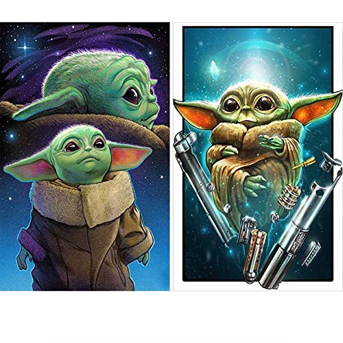 2 Pack 5D Full Drill Diamond Painting Kit, KISSBUTY DIY Alien Diamond Rhinestone Painting Kits for Adults and Beginner Diamond Arts Craft Decor, 15.8 X 11.8Inch ( Alien Diamond Painting)