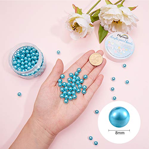 OLYCRAFT 200pcs 8mm Pearl Beads No Hole Makeup Pearl Beads Faux ABS Pearl Beads for Jewelry Making, DIY Crafts, Wedding, Party and Home Decorations - Blue