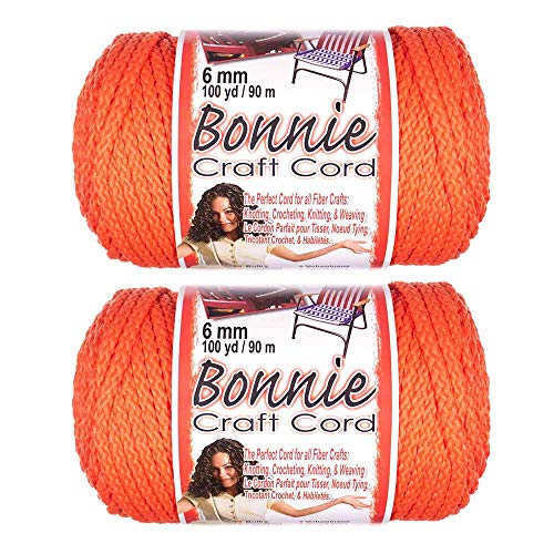 2 Pack 6mm Bonnie Cord – for a Variety of Crafting and Macramé Projects – 100 Yards of Cord (Orange)