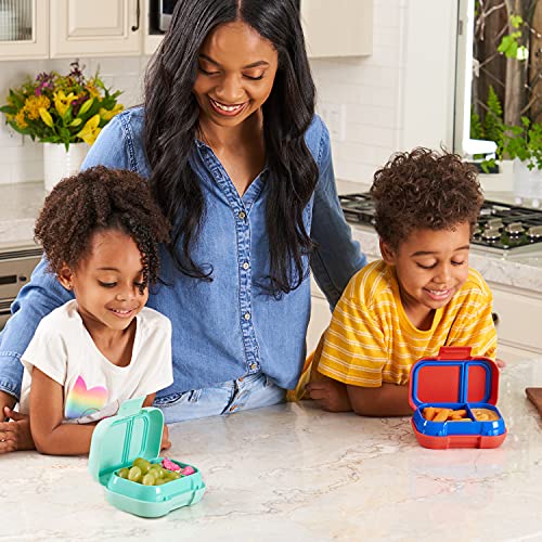 Bentgo Kids Snack - 2 Compartment Leak-Proof Bento-Style Food Storage for Snacks and Small Meals, Easy-Open Latch, Dishwasher Safe, and BPA-Free - Ideal for Ages 3+ (Aqua)