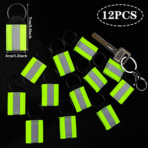 Hicarer 12 Pieces Reflective Zipper Pulls Nylon Keychain Tags, Bright Tags for First Aid Bag Backpack Pendant for Kids Adults Dog Collar Zippers Decorations