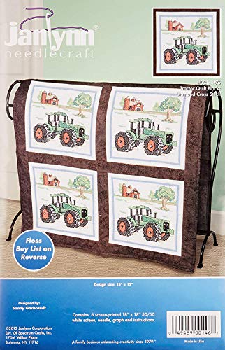 Janlynn Stamped Cross Stitch Quilt, Block Tractor