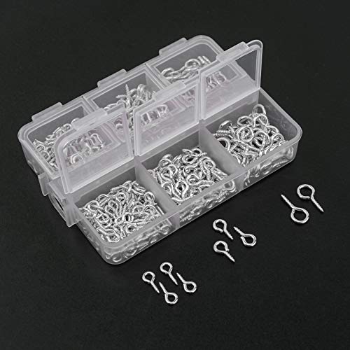 TOYMIS 400pcs Mini Screw Eye Pins, Mini Metal Eye Pins Small Eye Pin Pendants for DIY Art&Crafts, Jewelry Making Findings, Charm Bead Supplies (Silver, 3 Different Sizes)