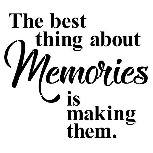 "Making Memories" Saying Stencil (10 mil Plastic) | Decor Stencils for Painting on Wood, Wall, Tile, Canvas, Paper, Fabric, Furniture and Floor | Reusable Stencil | FS074 by Designer Stencils