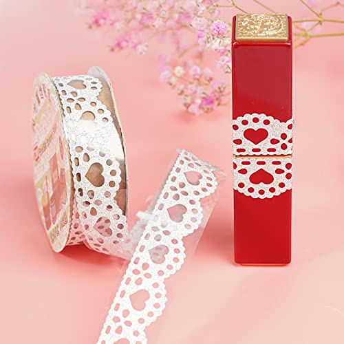Heliltd 10 Roll Washi Tape Lace Pattern Self-Adhesive Tape, Lace Flower Glitter Bling Tape Sticker Colorful Washi Tape Set for DIY Scrapbooking Decorative Craft Gift Wrapping Lace Tape Sticker