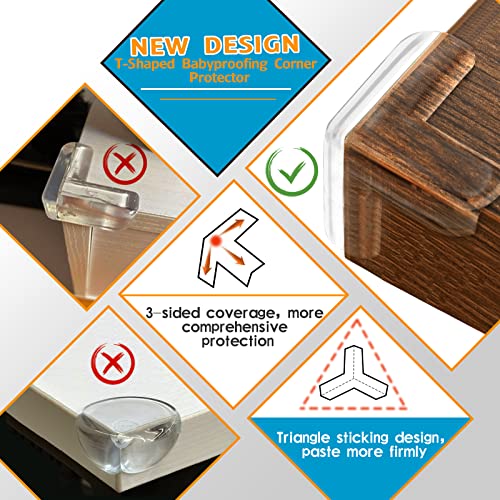 Corner Protector, Clear Corner Guards Table Edge Protectors, Baby Safety Corner Bumpers Covers, Furniture & Sharp Corner Baby Proofing, T-Shaped, 12 Pack