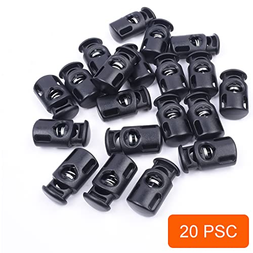 20 Pack Plastic Cord Locks, Stopper Toggle Clasps for Drawstring Outdoor Paracord Lanyard Elastic Rope Shoeslace Clips Spring Lock Hat Hoodie Tent String Clip Replacement DIY Craft Accessories