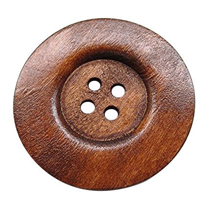 Chenkou Craft 20pcs Large Size 60MM Brown Round Wood Buttons 4 Holes Craft Sewing Button