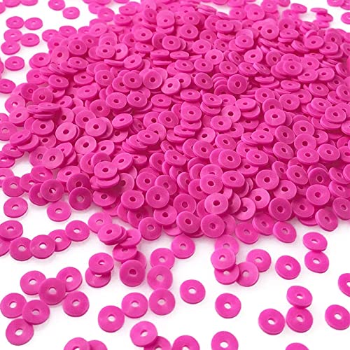 3000pcs Heishi Beads Polymer Clay Beads Flat Round Spacer Beads for Jewelry Making Bracelets Necklace Earring Accessories DIY Handmade Craft (6mm, Rose Red)