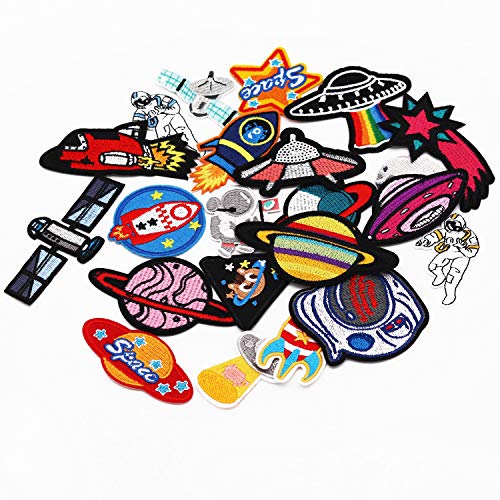 22pcs Space Planet Astronaut Iron on Patches Embroidered Motif Applique Decoration Sew On Patches Custom Patches for DIY Jeans, Jacket ,Kid's Clothing, Bag, Caps, Arts Craft Sew Making (Space 22pcs)