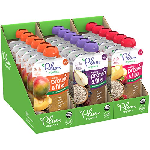 Plum Organics Baby Food Pouch | Mighty Protein & Fiber | Variety Pack | 4 Ounce | 18 Pack | Organic Food Squeeze for Babies, Kids, Toddlers
