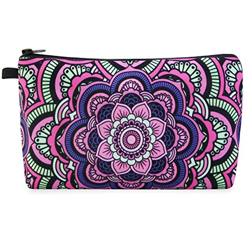 MAGEFY Makeup Bag Waterproof Cosmetic Pouch with Black Zipper Portable Travel Cosmetic Bag for Women Lightweight Makeup Pouch for Girls (1 pack, purple flower 0178)
