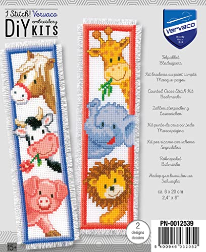 Vervaco Counted Cross Stitch Bookmark Kit 2.4"X8" 2/Pkg-Animals (14 Count) -V0012539