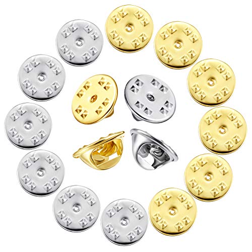 Brass Butterfly Clutch Badge Insignia Clutches Pin Backs Replacement (Gold, Silver, 50 Pieces)