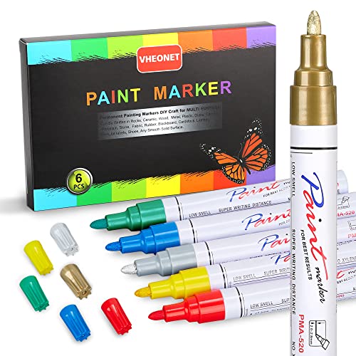 Paint Pens Paint Markers on Almost Anything Never Fade Quick Dry and Permanent, Oil-Based Waterproof Medium Tip for Rocks Painting, Wood, Fabric, Plastic, Canvas, Ceramic, Glass, Mugs, DIY Craft