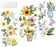 Morld 3 Sheets Vintage Flowers Rub On Transfers for Furniture, Watercolor Floral Rub on Stickers(Narcissus, Sunflower, Balloon Flower) 6 inches x 12 inches