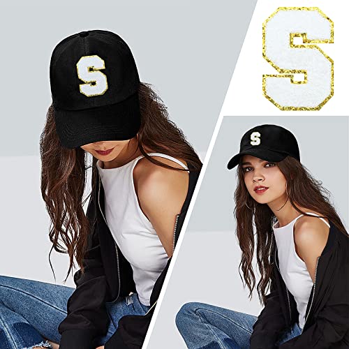 Iron on Letters Chenille Letter Patches Varsity Letter Patches A-Z Glitters Alphabet Patches 2 Pcs White Repair Patches for Clothing Shirts Hats Jeans Bags Decorative (I)