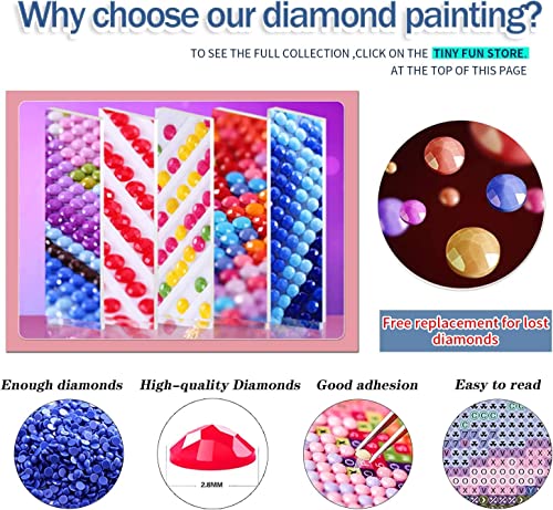 TINY FUN Diamond Painting Kits for Adults&Kids DIY 5D Diamond Art Paint with Round Diamonds Full Drill Cow Gem Art Painting Kit for Home Wall Decor Gifts(12x16inch/30×40cm)