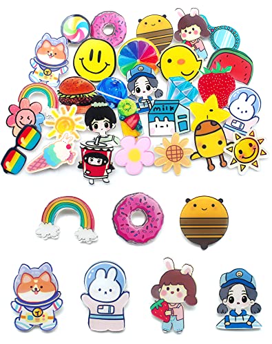 Cinvo 40 Pcs Acrylic Pins Bulk Decoration Cute Cartoon Pins Lapel Pin Set Locking Pins Backs Brooch Badge Bar Pins for Backpack Bags Clothing Jackets Hats Caps DIY Crafts(40 Assorted Styles)