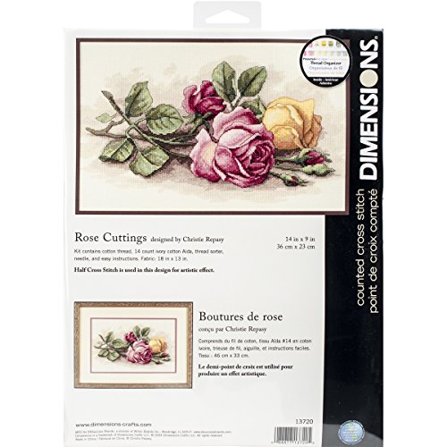 Dimensions 'Rose Cuttings' Floral Counted Cross Stitch Kit, 14 Count Ivory Aida, 14'' x 9''